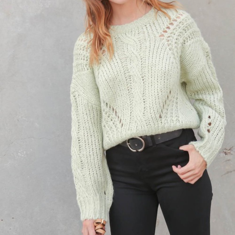 NWT Long Sleeve Cable Knit Lurex Detail Sweater - Picture 5 of 9